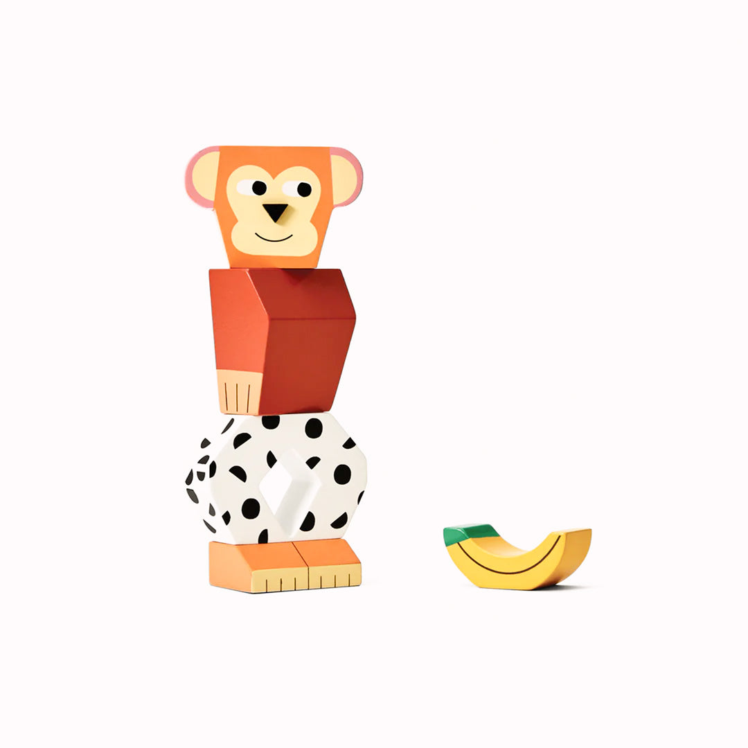 Stackable wooden block pieces from Areaware | Used to monkey around? banana included! Rearrange the pieces as you see fit