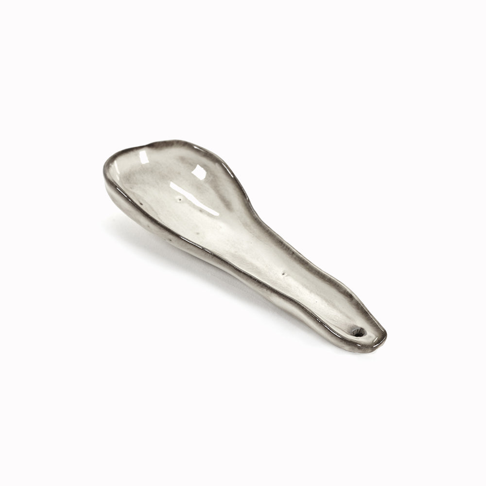Off White glazed stoneware broth spoon from the MEAL X3 collection by Merci for Serax. Mix and match with the bowls from the same collection.