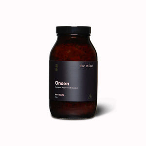 Onsen bath salts by Earl Of East, these natural bath salts are a blend of Himalayan and Epsom salt with mandarin, peppermint and eucalyptus essential oils and have been developed to relieve muscle tension and aid relaxation.