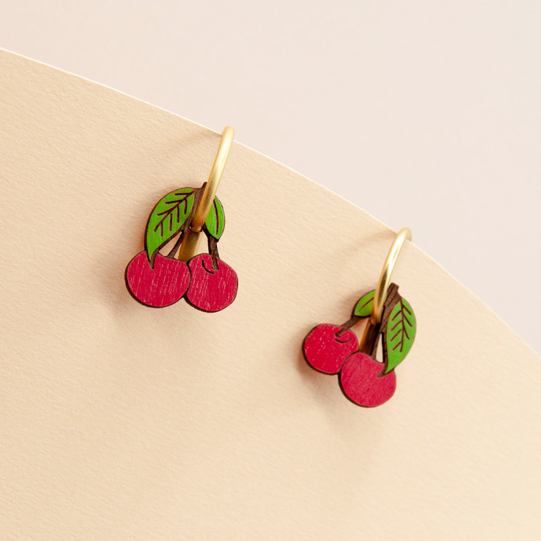 Pin Up Cherry Earrings | Detail | Hand Finished in Barcelona from Materia Rica