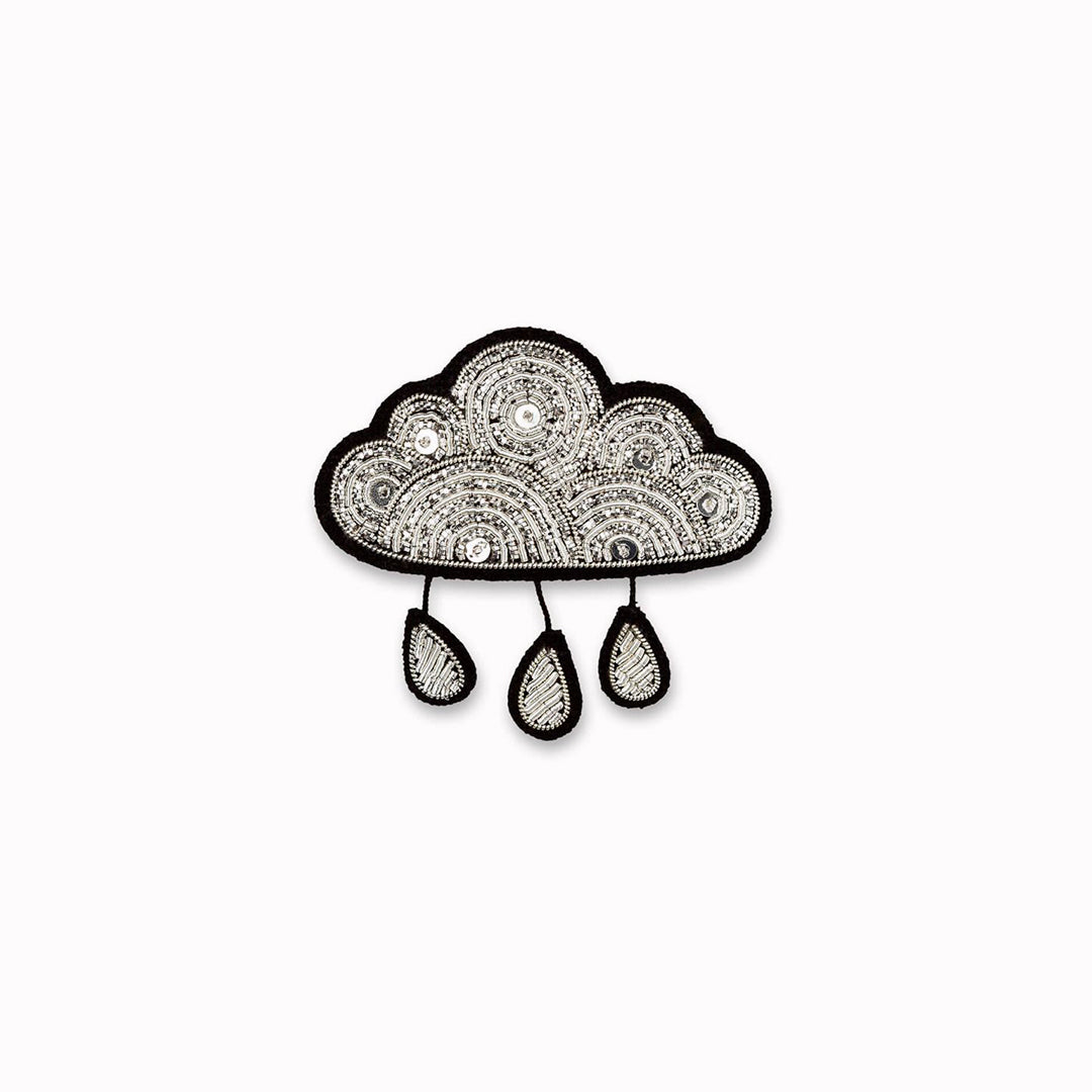 Make a statement with this beautiful Rain Cloud hand embroidered decorative lapel pin by Paris based Macon et Lesquoy