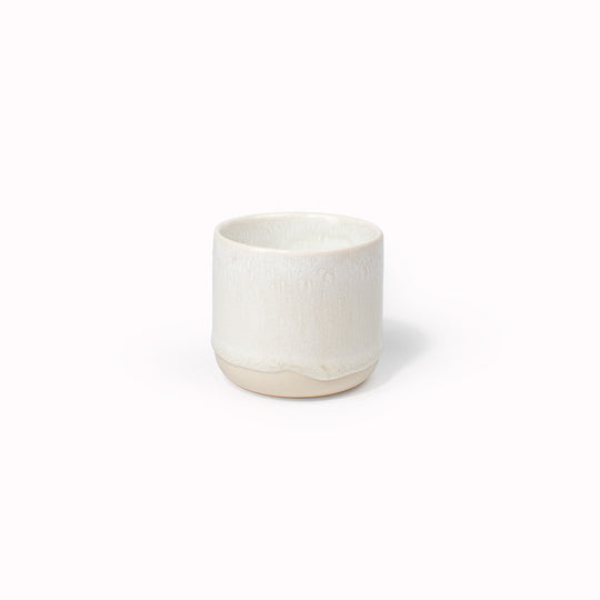 The Sea Foam White Sip Cup, a Danish/Japanese mix up with these thick glazed, hand made ceramic small beakers from Studio Arhoj. Can be used as a drinking vessel for espresso or a morning juice or as a small succulent planter (or simply beautifully ornamental.)