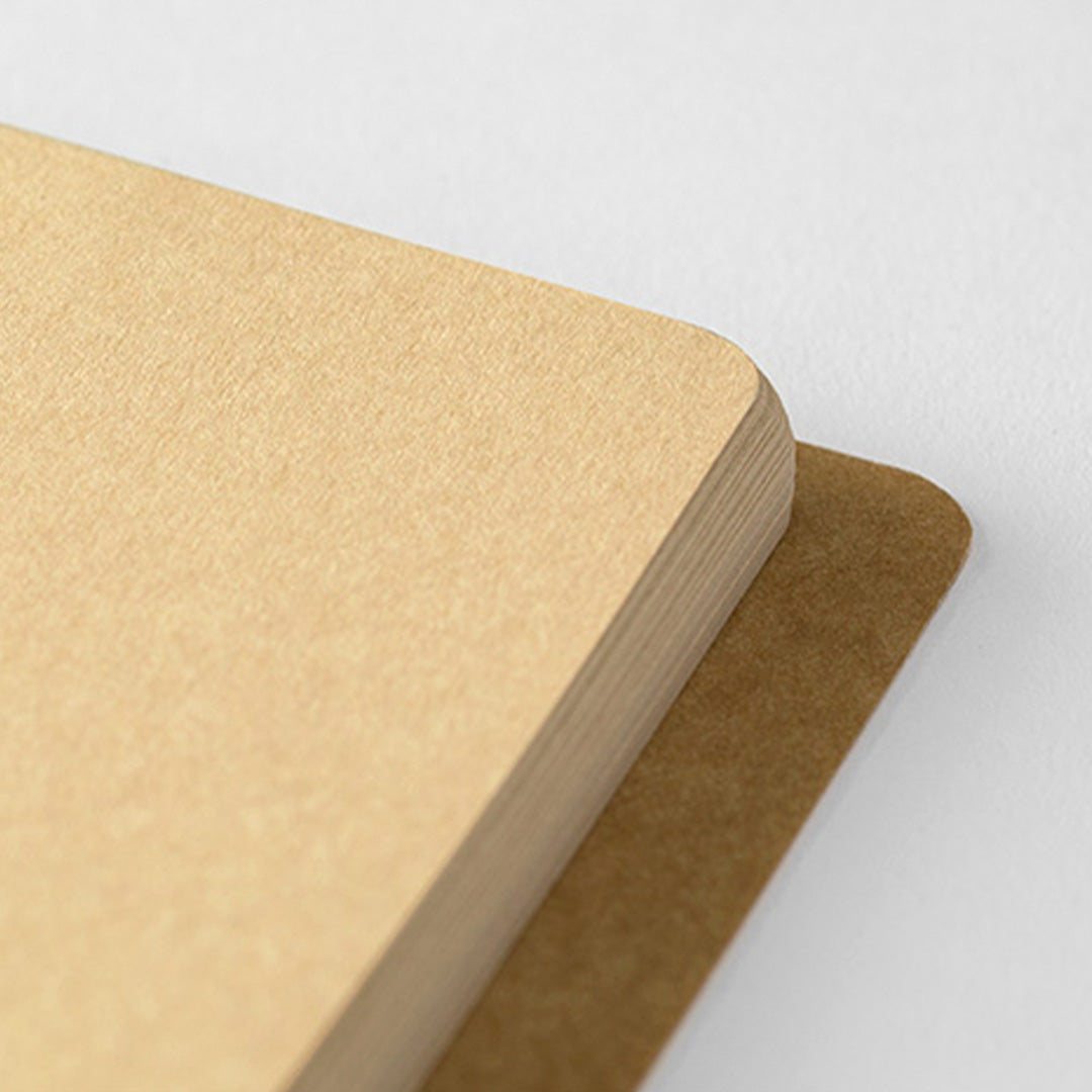 Beautifully spiral-bound japanese stationery notebook detail with kraft MD paper pages from Travellers Company by midori. Perfect for writing with a pen or pencil, whether as a journal, to-do list or to write stories!