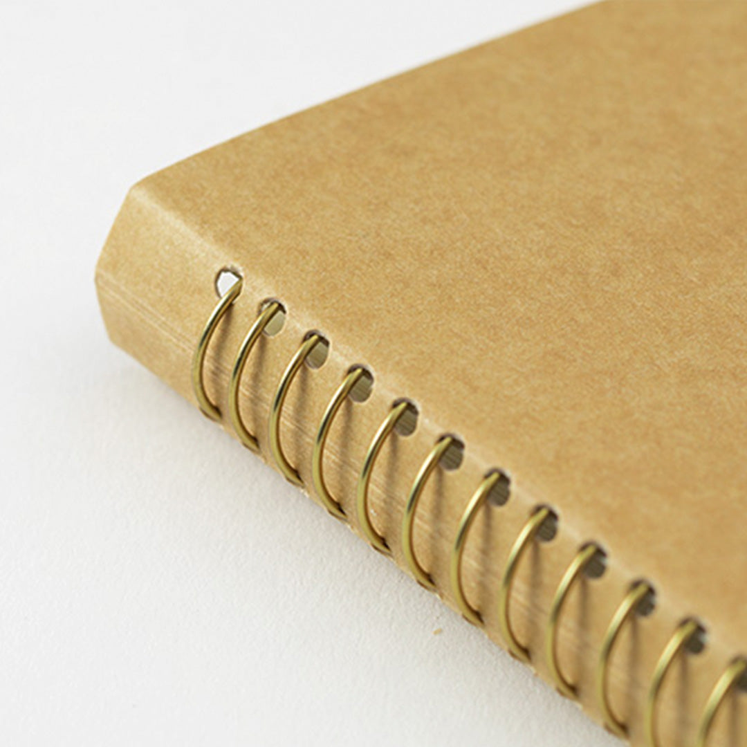 spiral-bound detail on japanese stationery notebook with white MD paper pages from Travellers Company by midori. Perfect for writing with a pen or pencil, whether as a journal, to-do list or to write stories!