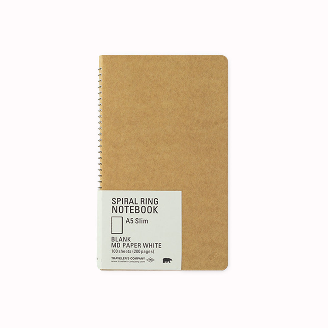 Beautifully spiral-bound japanese stationery notebook with white MD paper pages from Travellers Company by midori. Perfect for writing with a pen or pencil, whether as a journal, to-do list or to write stories!